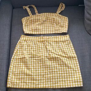 Women’s L Top and Skirt Set Yellow Gingham from Forever 21